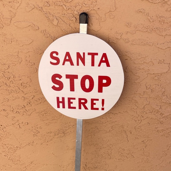 Handpainted Santa Stop Here Christmas Decor Kids Fun Sign Yard Home - Picture 4 of 9